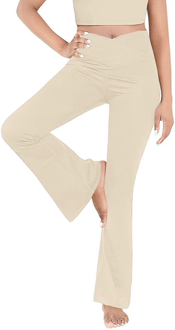 Damen Bootcut Yoga-Hose aus elastischem Material mit hohem Bund R&B