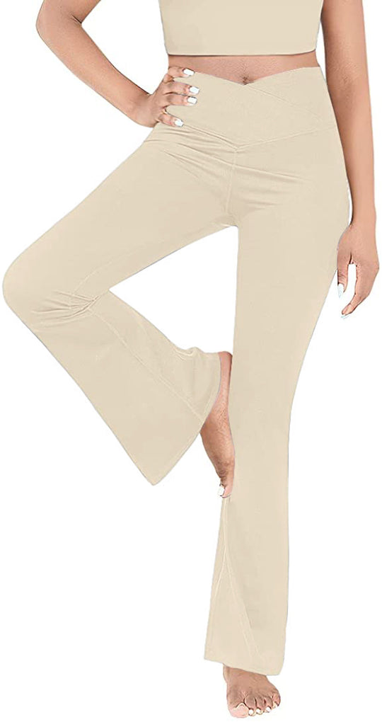 Damen Bootcut Yoga-Hose aus elastischem Material mit hohem Bund R&B