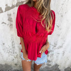 Damen Bluse mit gerafftem Detail und Knopfverschluss