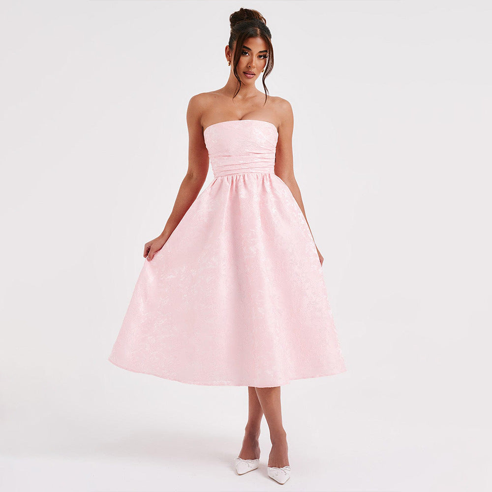 Damen Ballkleid mit schulterfreiem Design und fließendem Rock R&B