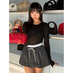 Damen Modischer Minisch skirt mit elastischem Bund und seitlichem Kordelzug R&B