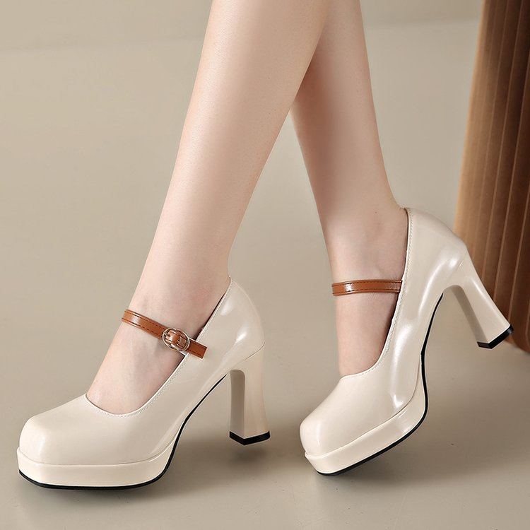 Damen Plateau-Pumps mit elegantem Riemchen und komfortablem Blockabsatz R&B