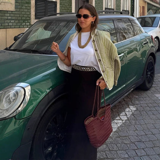 Damen leichte Steppjacke mit modischem Streifenmuster R&B