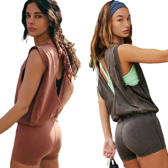 Damen Sportlicher Einteiler mit hohem Kragen und elastischem Bund R&B