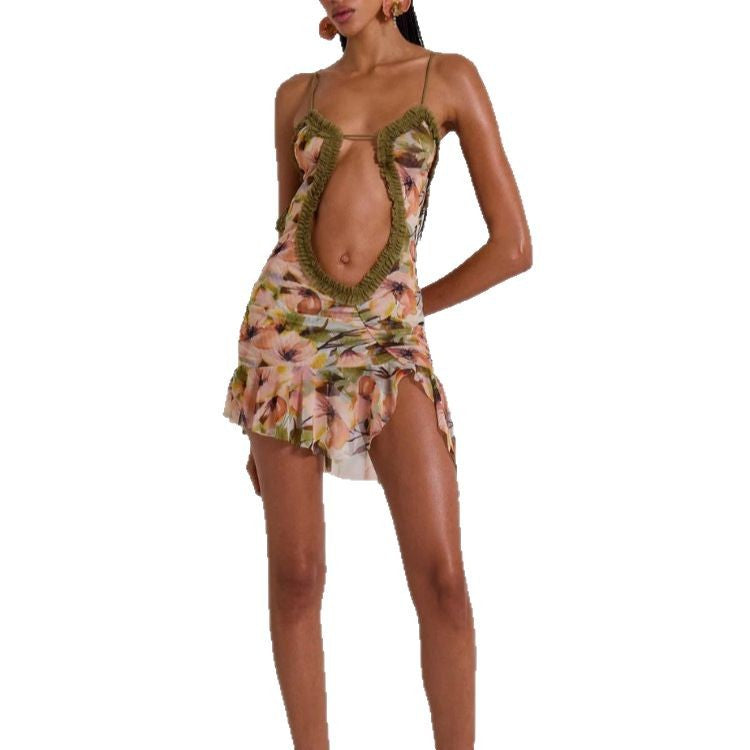Damen Sommerliches Minikleid mit Raffungen und asymmetrischem Saum R&B
