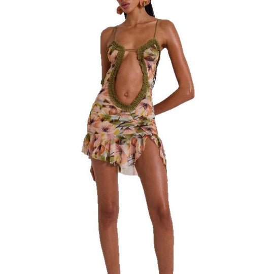 Damen Sommerliches Minikleid mit Raffungen und asymmetrischem Saum R&B