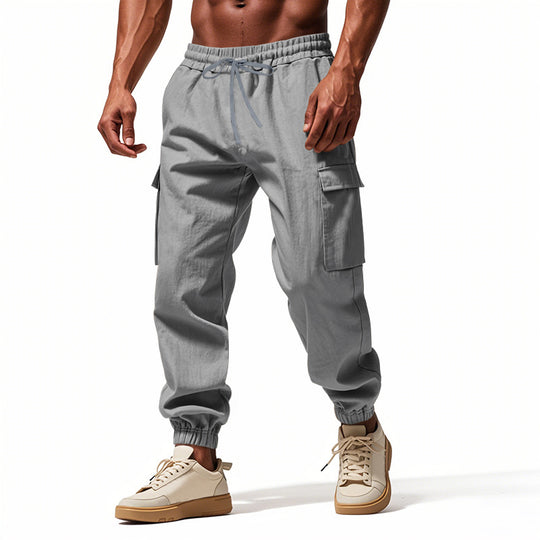 Herren nan konisch zulaufende Jogger im utilitarischen Stil mit elastischem Bund, Kordelzug und Klappentaschen R&B