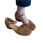 Damen Slingback-Ballerinas mit geflochtenem Obermaterial und modischem Riemen