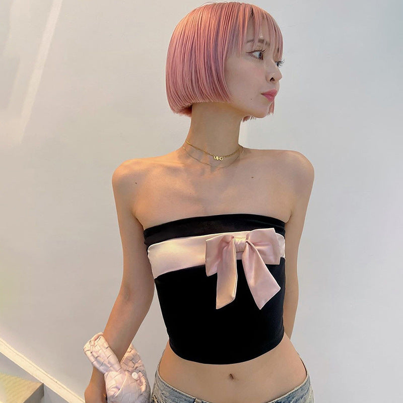 Damen bandeau Oberteil mit elegantem Schleifenakzent R&B