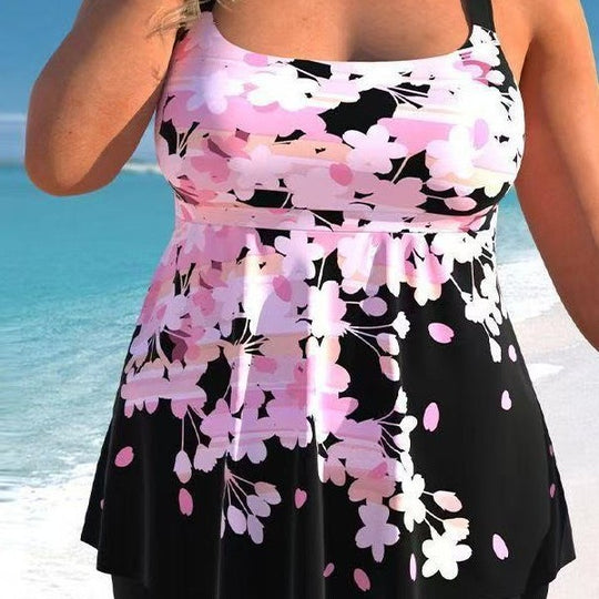 Damen Bade-Set mit floralem Oberteil und Shorts R&B
