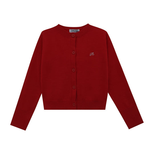 Damen Strickjacke mit feinem Rippenmuster und kontrastierenden Knopfdetails R&B
