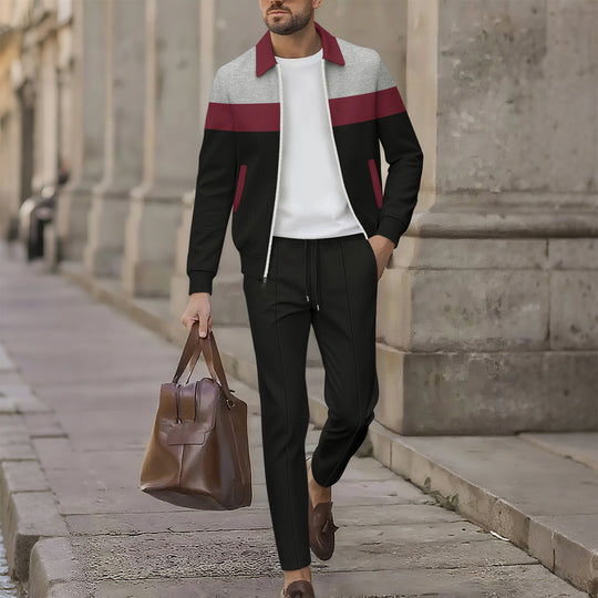 Herren stilvolle Freizeitjacke mit modernem Design und bequemen Jogginghosen R&B