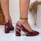 Damen Hochhackige Pumps mit schimmerndem Schlangenleder-Design R&B