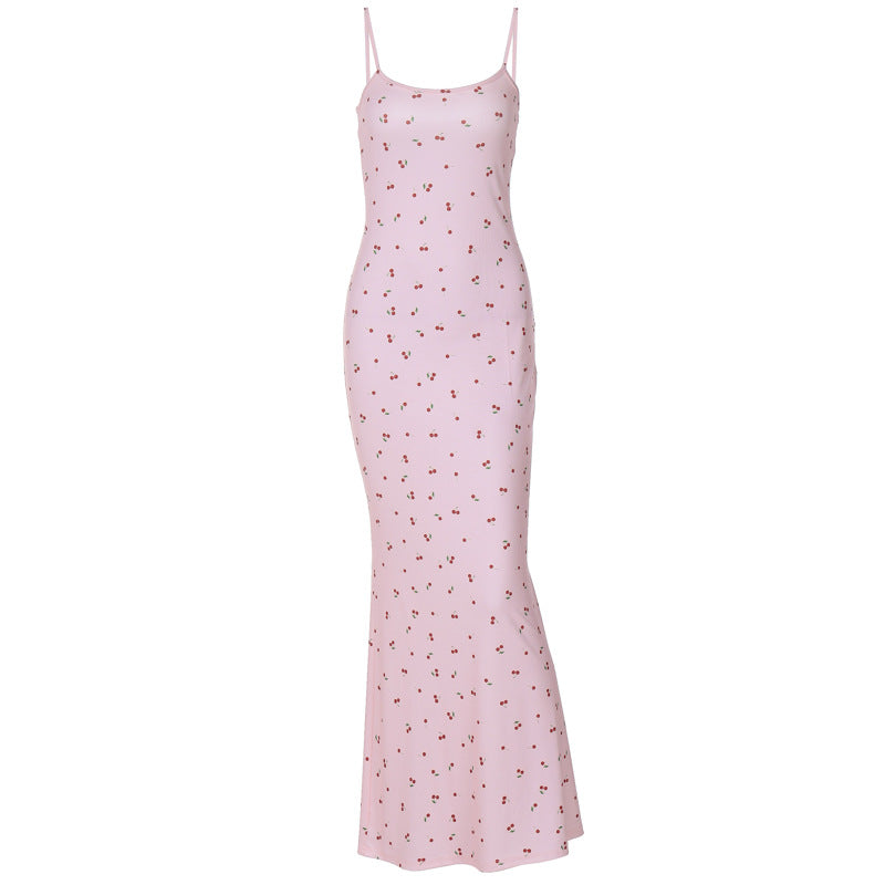 Damen Figurnahes Maxikleid mit floralem Design und Spaghettiträgern R&B