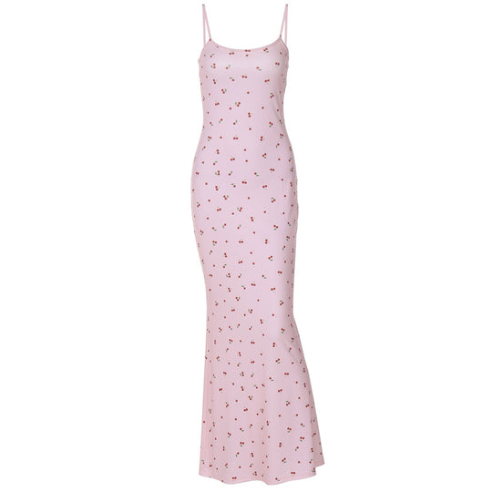 Damen Figurnahes Maxikleid mit floralem Design und Spaghettiträgern R&B