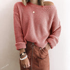 Damen lässiger Strickpullover im modernen Netzdesign R&B
