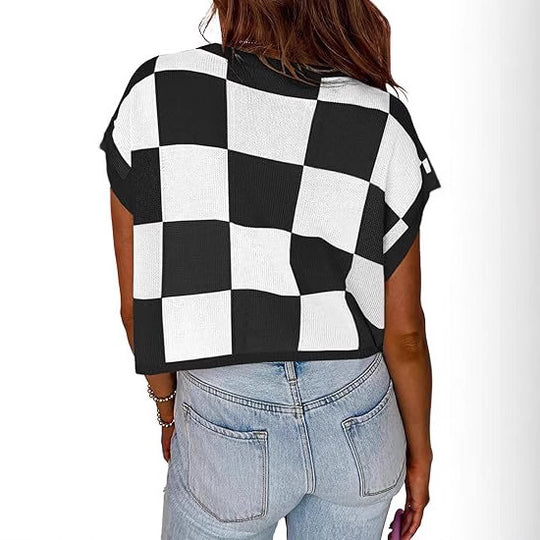 Damen modisches gestreiftes Cropped Top mit Boxy-Schnitt und luftiger Textur R&B