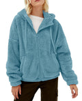 Damen Flauschige Fleecejacke mit Kapuze und Eingrifftaschen R&B