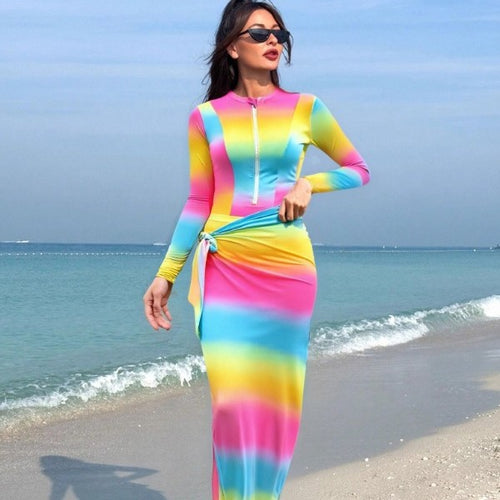 Damen langer, figurbetonender Strandkleid R&B