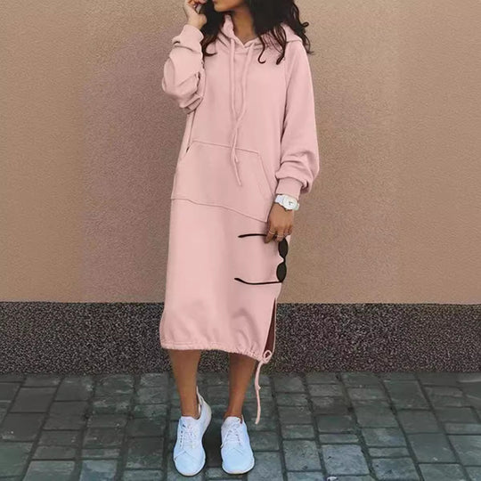 Damen Hoodie-Kleid mit lässiger Passform und praktischen Taschen R&B