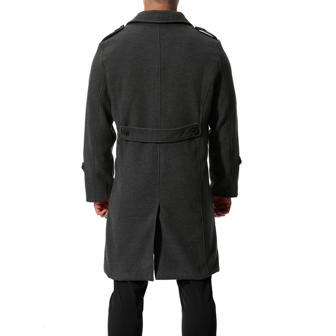 Herren langer Wollmantel mit klassischem Schnitt und praktischen Taschen R&B