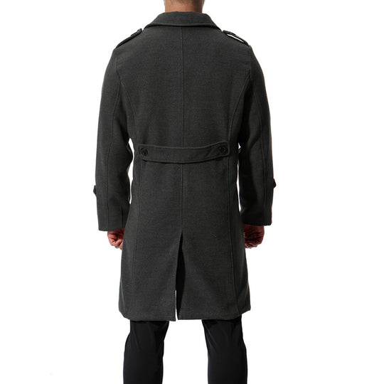 Herren langer Wollmantel mit klassischem Schnitt und praktischen Taschen R&B