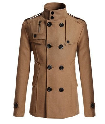 Herren modischer Doppelreihiger Mantel mit praktischen Taschen und elegantem Kragen R&B