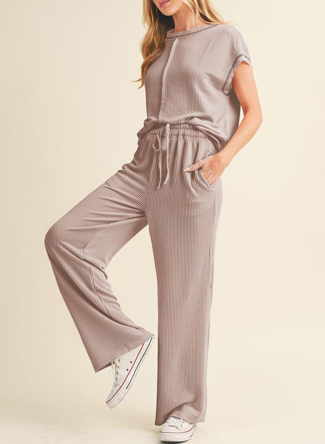 Damen gemütliches Lounge-Set mit hoher Taille R&B