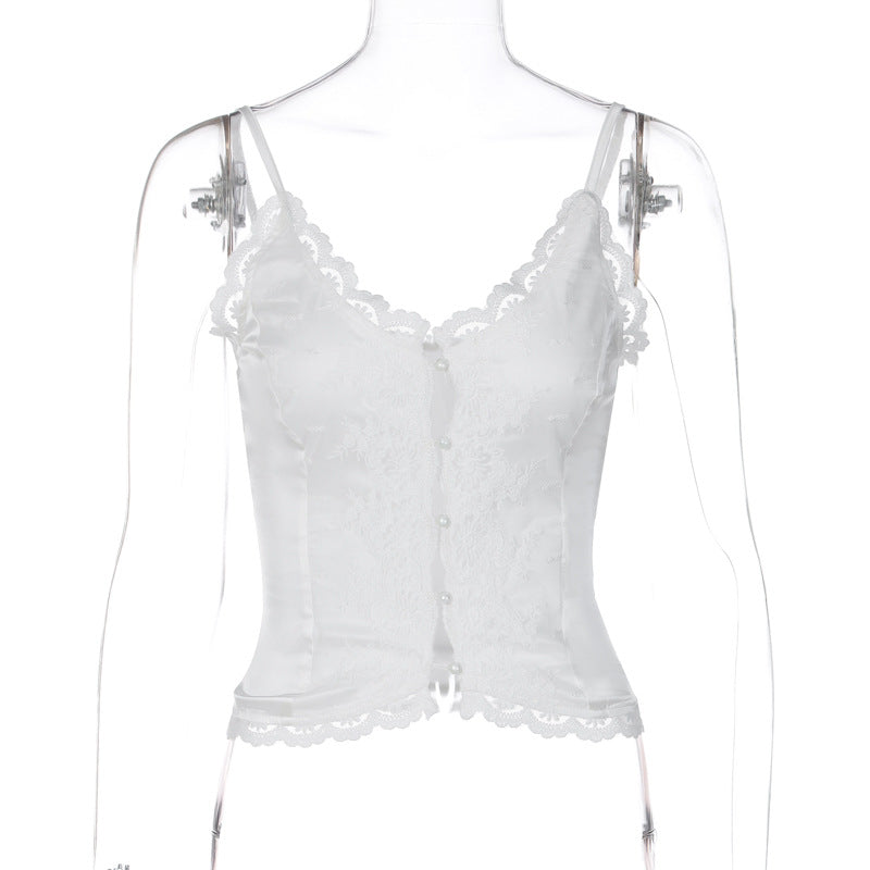 Damen Spitzen-Corsage mit eleganter Knopfleiste R&B