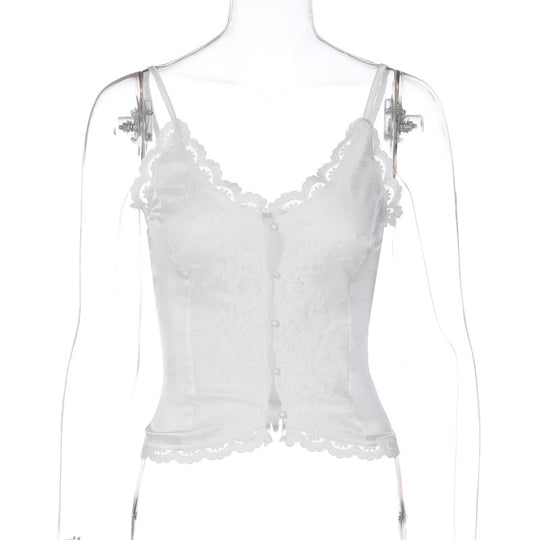Damen Spitzen-Corsage mit eleganter Knopfleiste R&B