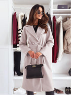 Damen Doppelt genähter Trenchcoat mit taillierbarem Gürtel und eleganter Struktur R&B