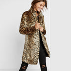 Damen Luxuriöser Kunstfell-Mantel im modernen Leopardenmuster R&B