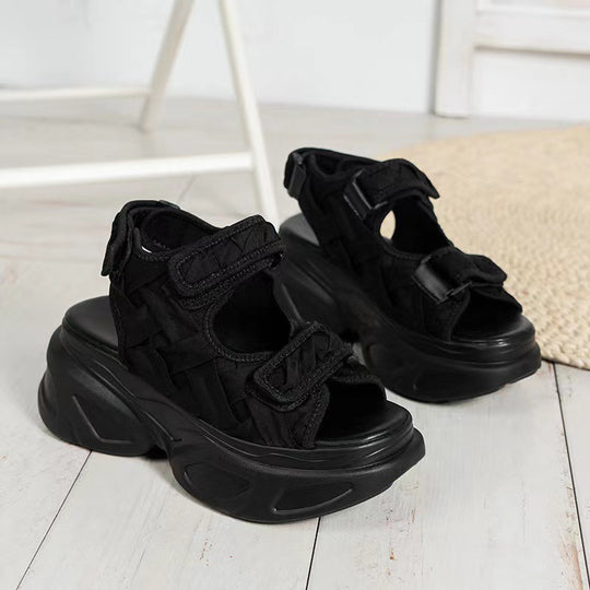 Damen Glamouröse Plateau-Sandalen mit verstellbaren Riemen und funkelnden Applikationen R&B