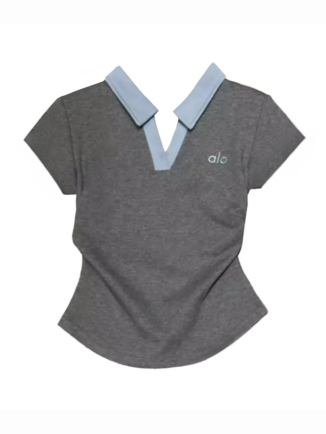 Damen nan kurzärmeliges Polo-Shirt mit offenem V-Ausschnitt, Hemdkragen und dezenter Logo-Stickerei R&B