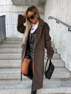 Damen Eleganter Oversized-Wollmantel R&B