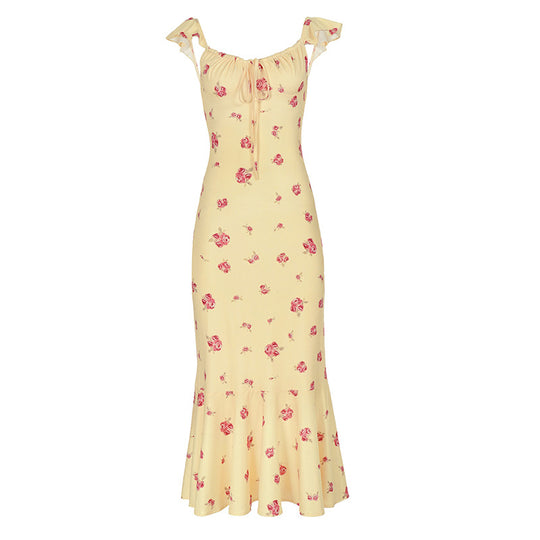 Damen Maxikleid mit Rüschensaum und floralem Muster R&B