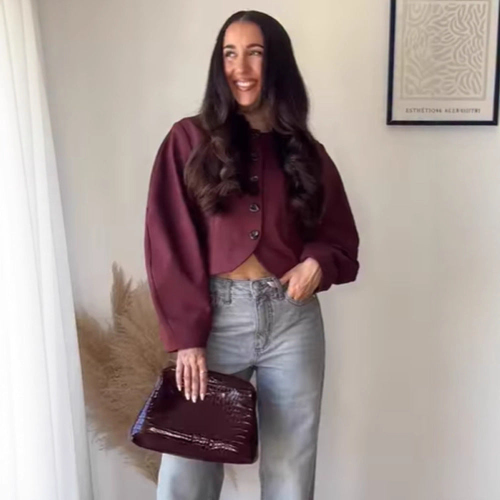 Damen Modische Jacke mit voluminösen Ärmeln R&B