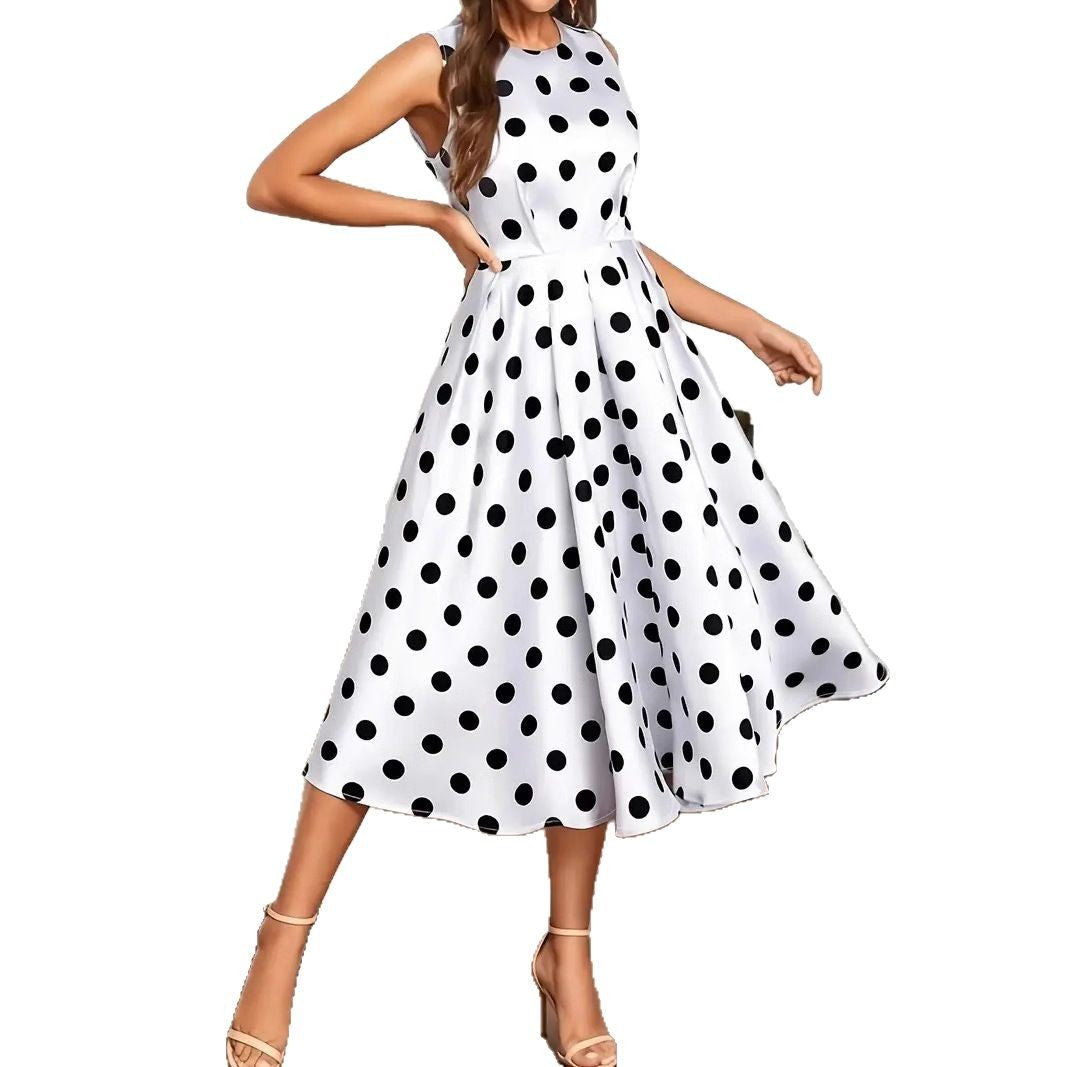 Damen A-Linie Kleid mit Polka-Dots R&B