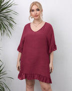 Damen leichtes Strandkleid mit voluminösen Rüschen R&B