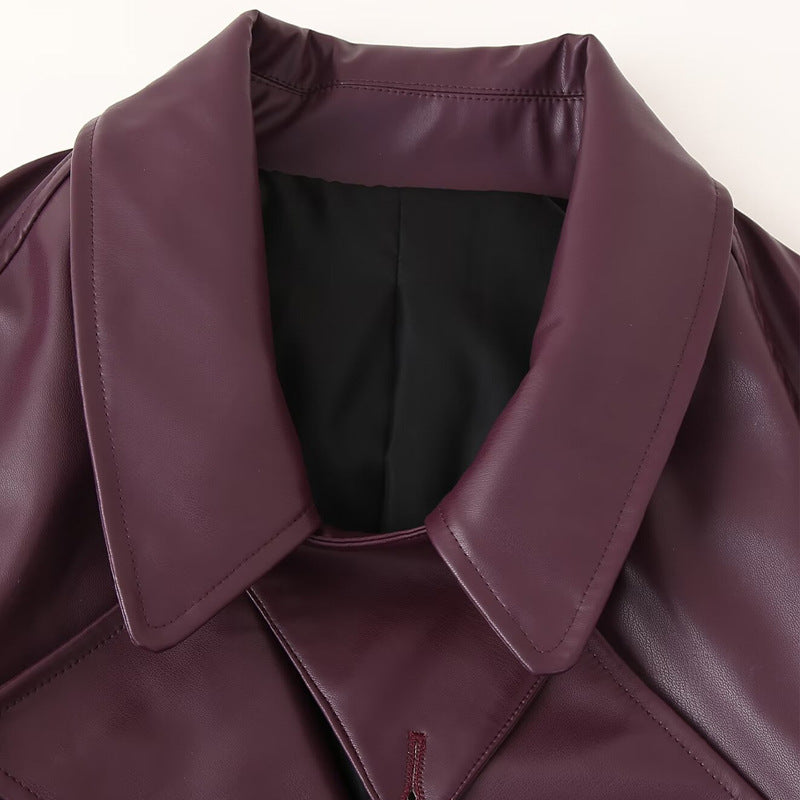 Damen imitat Bikerjacke mit asymmetrischem Schnitt und praktischen Taschen R&B