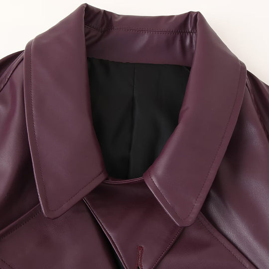 Damen imitat Bikerjacke mit asymmetrischem Schnitt und praktischen Taschen R&B