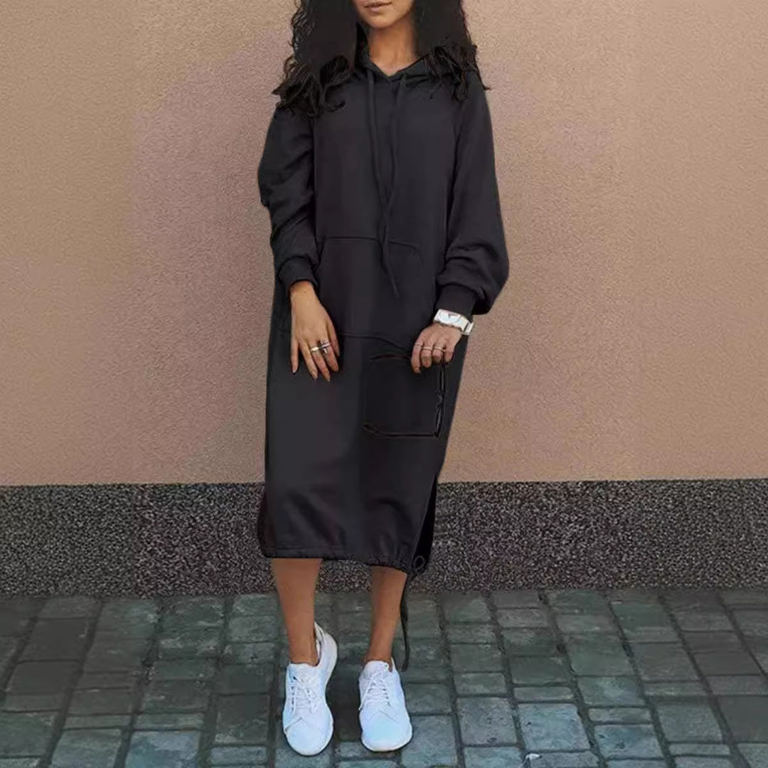 Damen Hoodie-Kleid mit lässiger Passform und praktischen Taschen R&B
