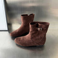 Damen elegante Stiefeletten aus weichem Wildleder mit modischem Schnallenverschluss R&B