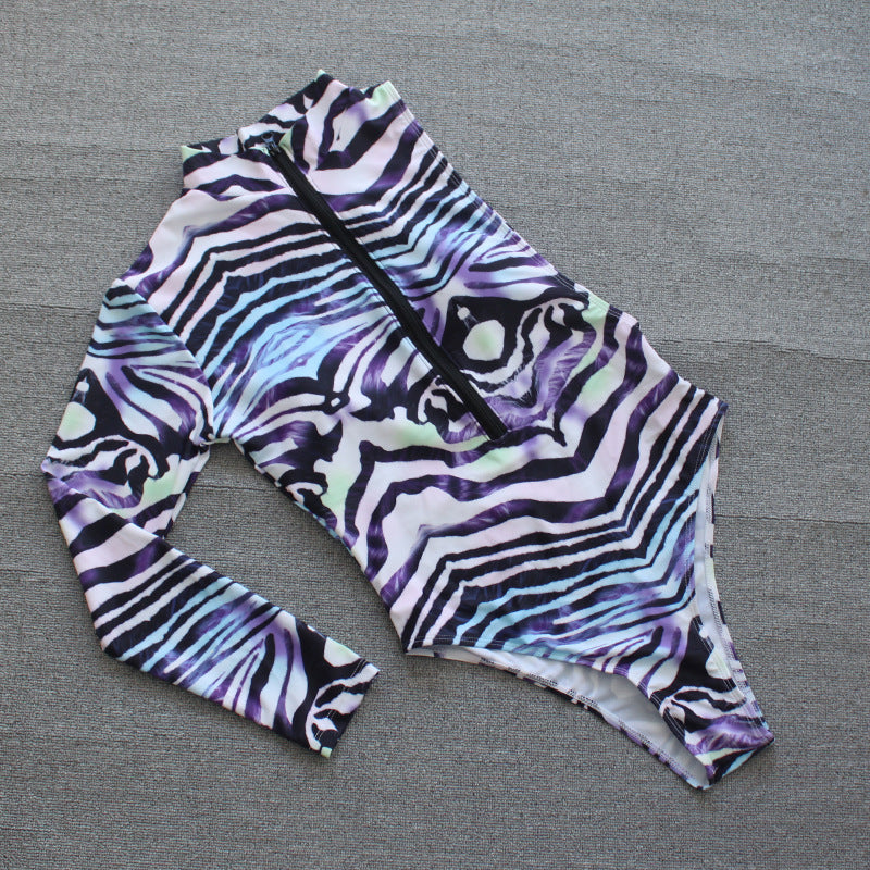 Damen Einteiler Surfanzug mit asymmetrischem Schnitt und modischem Tiermuster R&B