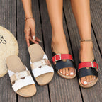 Damen modische Zehentrenner-Sandalen mit verstellbarem Riemen und gepolsterter Sohle R&B