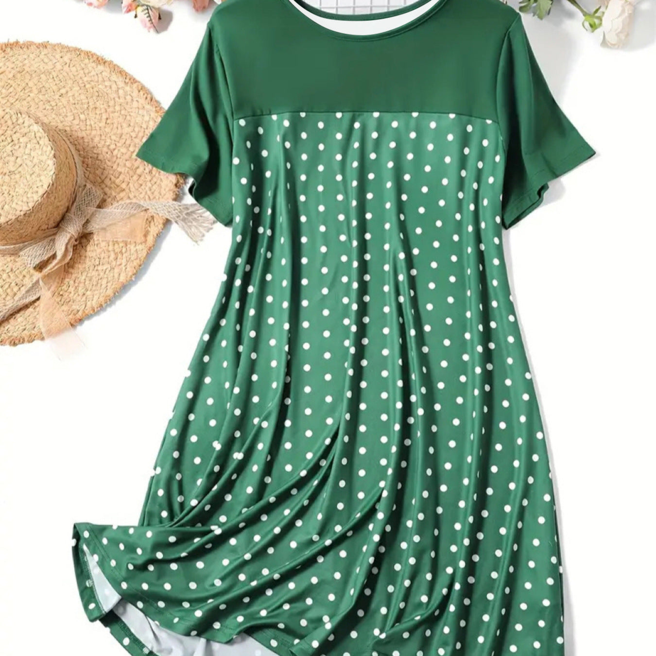 Damen Polka Dot Sommerkleid mit lässigem Schnitt und weichem Material R&B