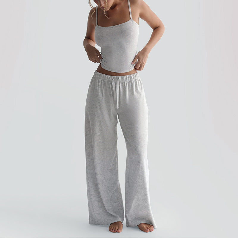 Damen Gemütliches und stylisches Lounge-Set mit weitem Bein und Trägeroberteil R&B