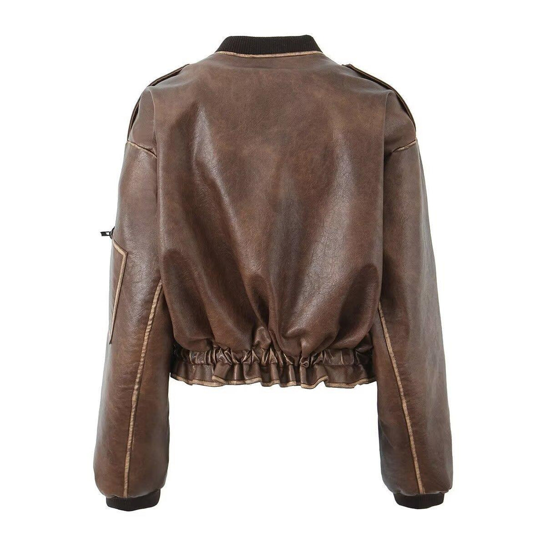 Damen Kunstleder Bikerjacke mit eleganten Streifendetails R&B