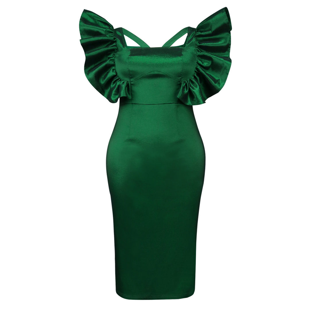 Damen Elegantes Maxikleid mit voluminösen Rüschenärmeln R&B
