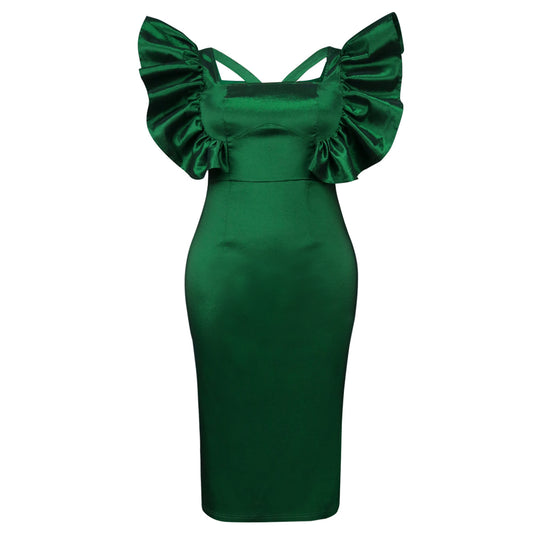 Damen Elegantes Maxikleid mit voluminösen Rüschenärmeln R&B
